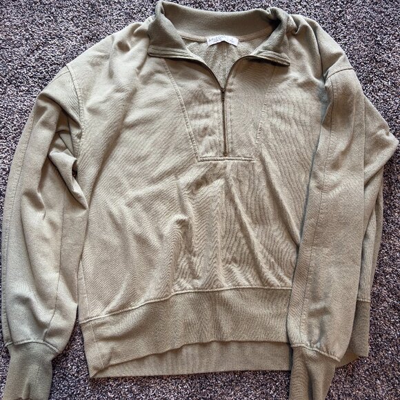 Army Green Quarter-Zip Sweater - Picture 1 of 1